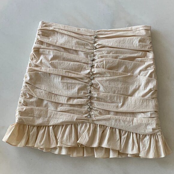 Zara Ruched Miniskirt with Rhinstone Buttons - Picture 4 of 4